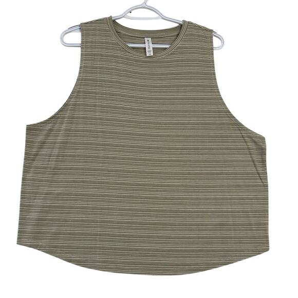 NWT Athleta Cloudlight Stripe Muscle Tank Top 1X Olive - Picture 1 of 8
